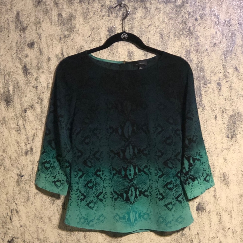 THE LIMITED Green Ombré Snake Print Blouse